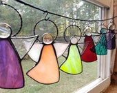 Stained glass angels. Cute! Original design, housewarming,  dorm, car. Pink. Blue. Red. Purple.
