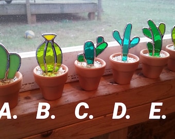 Stained glass cactus! Great gift for the plant or succulent lover!