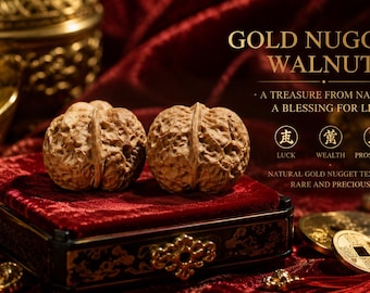 Matched Chinese walnotencollectie: goudklompvorm XV (35 x 29 mm)