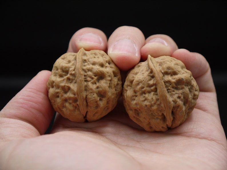 Pair of Matched Two Faced Petite Yunnan Iron Walnut Pair 30 mm 小二棱云铁核桃手捻 image 5