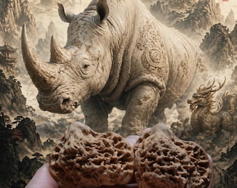 Matched Chinese Walnut Pair White Rhinoceros (51 x 42 mm)