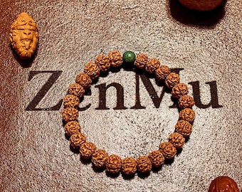 Custom Fit Mini 8mm Rudraksha Bodhi Bracelet with 8mm Turquoise Bead