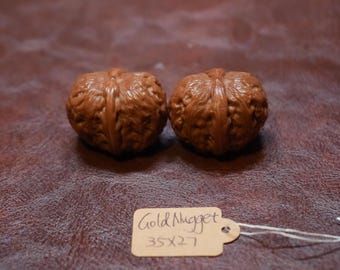 Collezione di noce cinese abbinata: forma pepita d'oro (35 x 27 mm)