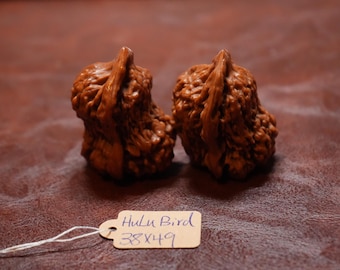 Matched Chinese Walnut Pair, Loving Bird Shape + Hulu Shape Polished (38 x 49 mm)
