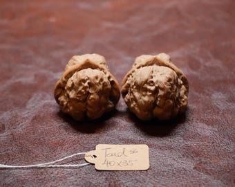 Matched Chinese Walnut Large Toad Pair: Feng Shui Collectible (40 x 35mm)