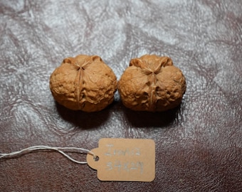Matched Three-Faced Yunnan Iron Wenwan Walnut Hand Rubbing Pair XII (34 x29mm)