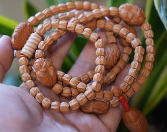 The Young Monkey King Mala with Cypress bodhi 108 Beads Full Mala + Bracelet Set