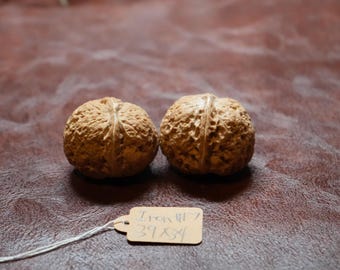 Matched Two-Faced Yunnan Iron Wenwan Walnut Hand Rubbing Pair XVII (39 x 34 mm)