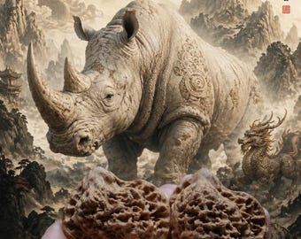 Matched Chinese Walnut Pair White Rhinoceros (56 x 46 mm) 白犀瑞兽