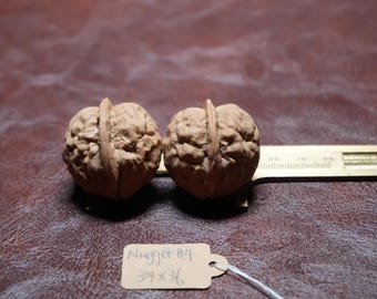 Matched TWO-Faced Yunnan Iron Wenwan Walnut Hand Rubbing Pair (34x36mm)