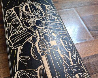 Hand Carved Fallout Brotherhood Inspired Original Fan Art 8 inch Deck