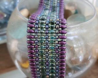 Teal and Purple Beadwoven Bracelet