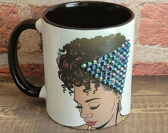 Bling Rhinestone Coffee Mug - Black Girl Art