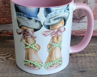 Rhinestone Fashion Girl Coffee Mug, Coffee Lover Gift