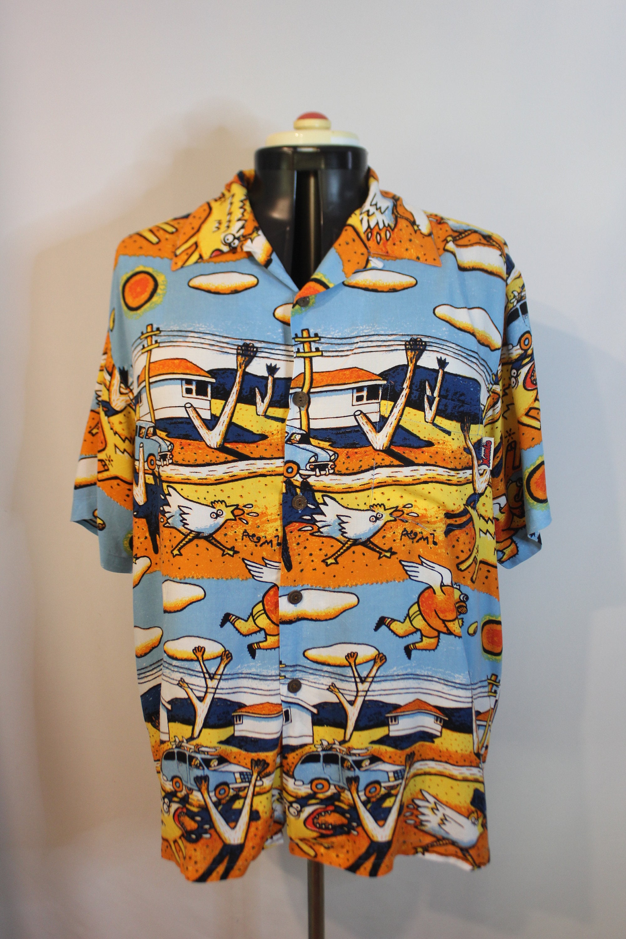 Vintage 90's Mambo Loud Shirt Mens Size XL Suburb Chaos Blue