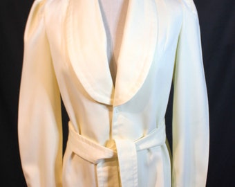 Vintage 1970's Cream Polyester Knit Tailored 40's Inspired Jacket Blazer Belt 10