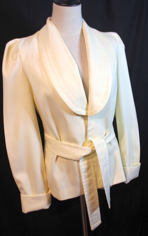 Vintage 1970's Cream Polyester Knit Tailored 40's… - image 2