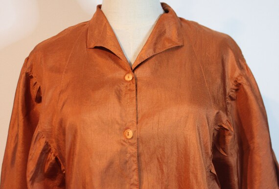 Vintage 70's 80's Copper Bronze Disco Batwing Sle… - image 2