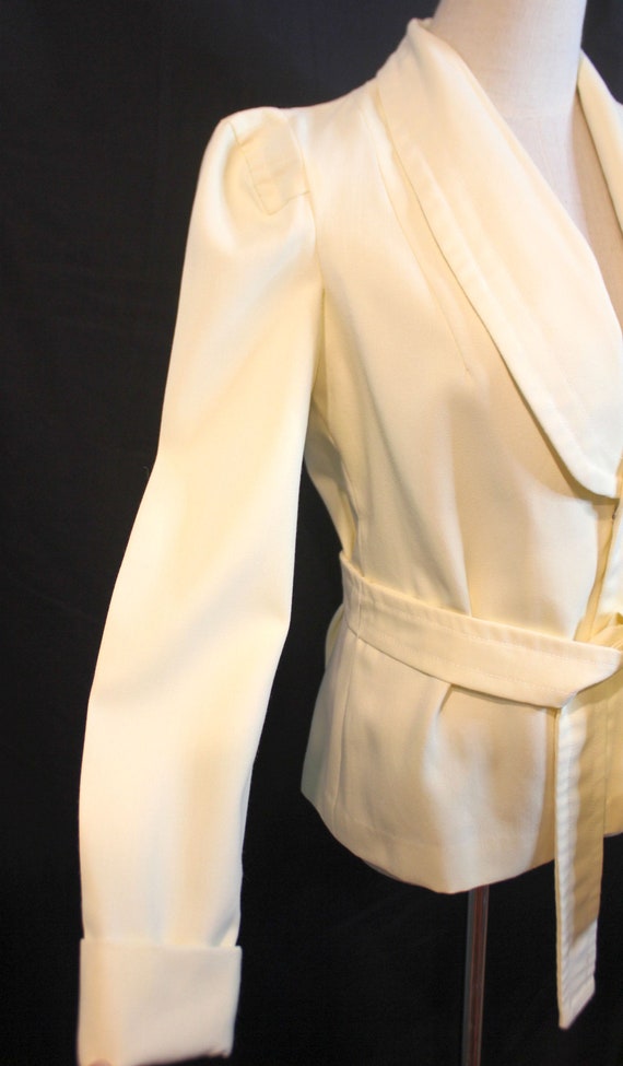 Vintage 1970's Cream Polyester Knit Tailored 40's… - image 3