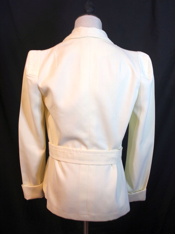 Vintage 1970's Cream Polyester Knit Tailored 40's… - image 6