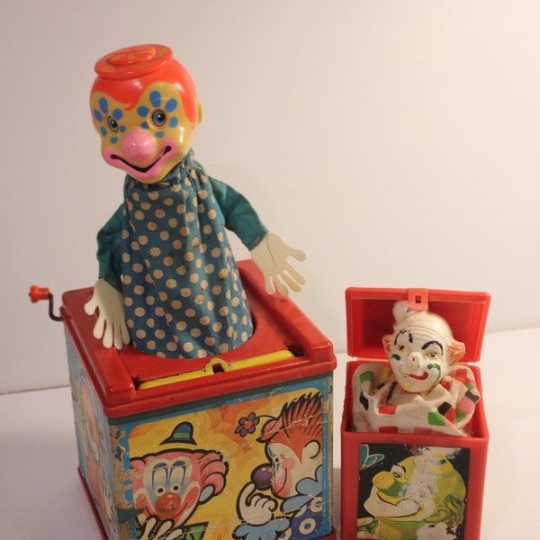 Vintage 1960's 70's Mattel Jack In the Music Box & Creepy Clown Pop-Up Toy