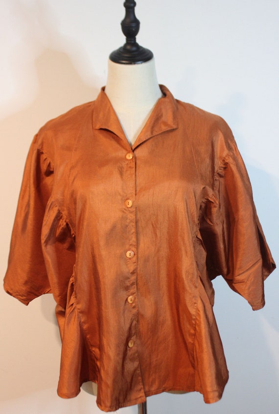 Vintage 70's 80's Copper Bronze Disco Batwing Sle… - image 1