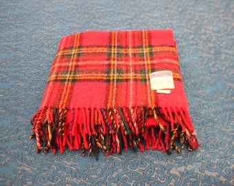 vintage Highland Home Industries couverture en tartan rouge Royal Stewart en laine pure laine