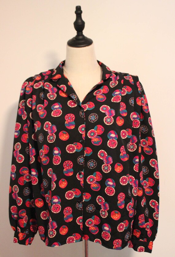 VINTAGE 1970s 80s ~ Black Pink Purple Blue Geometr