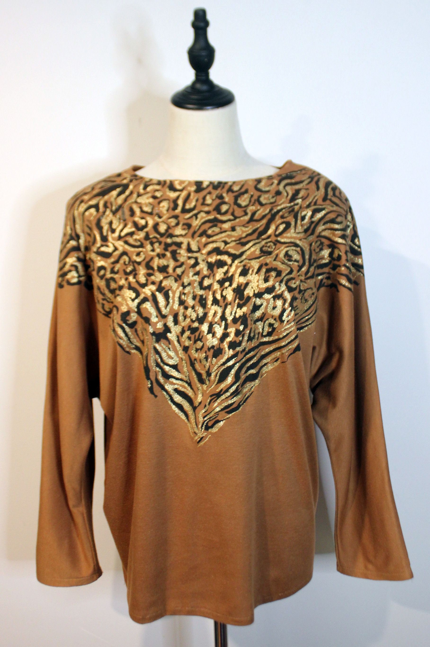 Vintage 2000s leopard off the shoulder long sleeve top main image 0