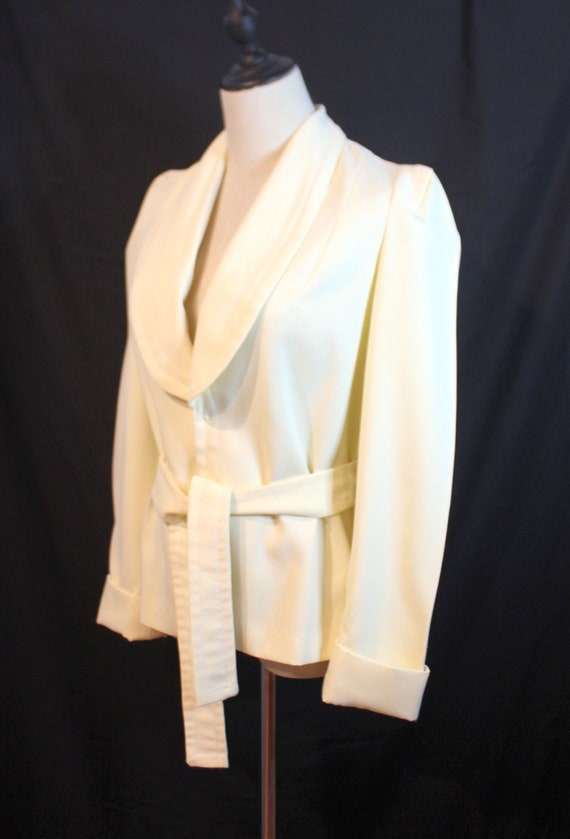 Vintage 1970's Cream Polyester Knit Tailored 40's… - image 4