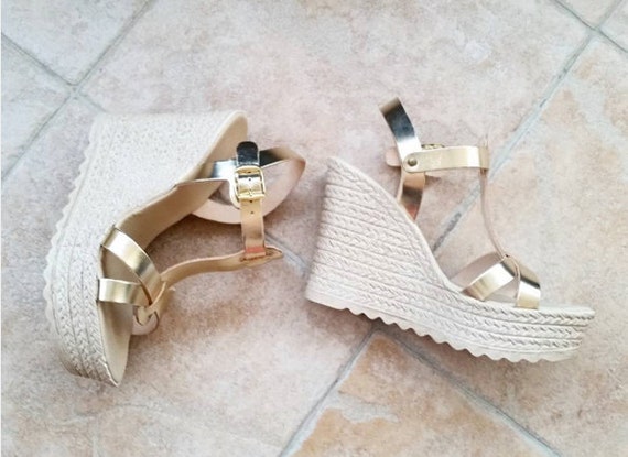 gold colour sandals