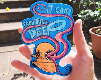 It came from the deep glossy sticker - sticker, monster sticker