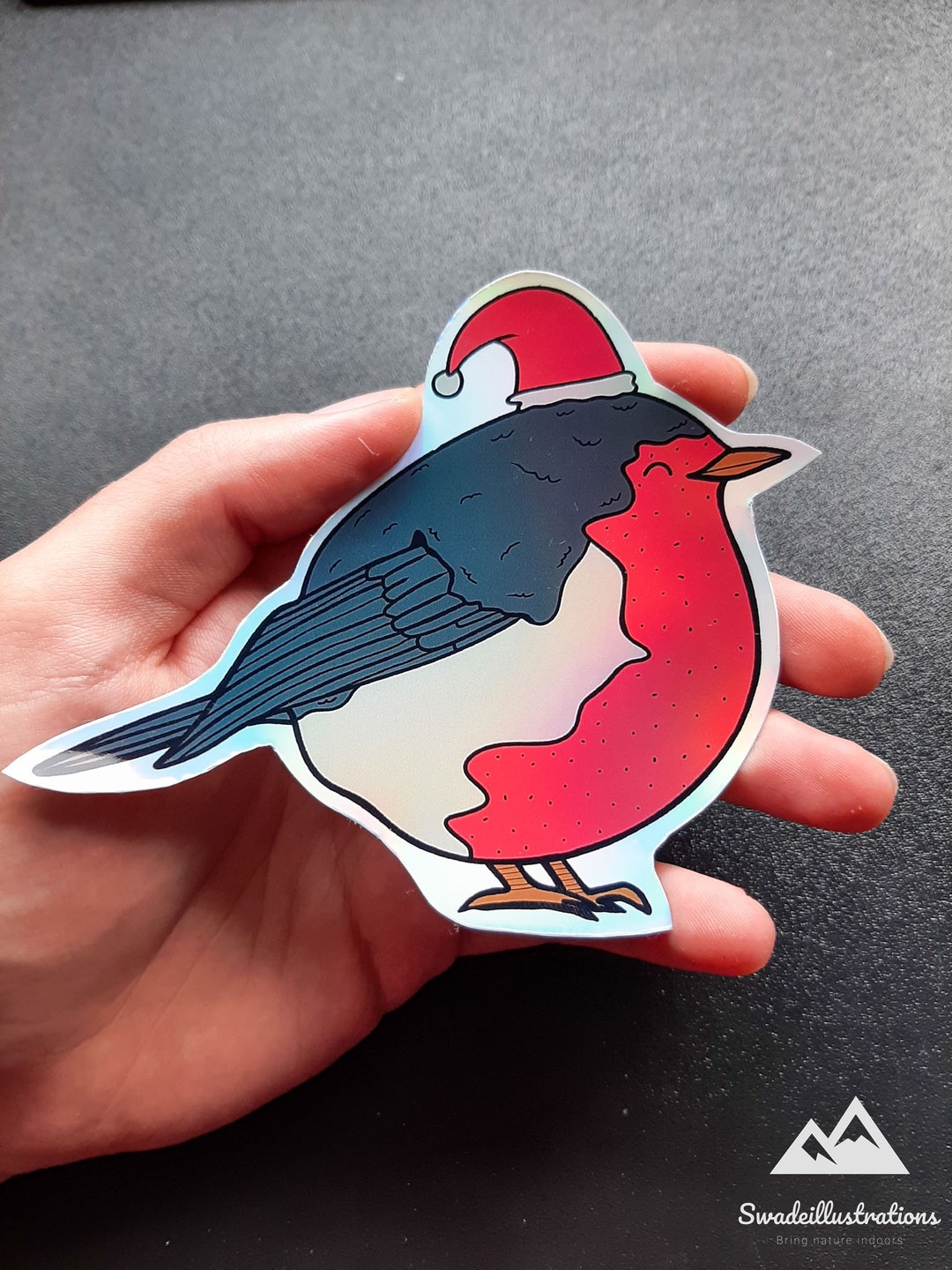 Christmas Robin Sticker: Holographic Glossy Santa Bird - Etsy