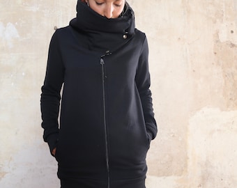 high collar zip up jacket