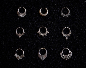 Septum de plata falso, plata de ley 925, joyería Boho, clip de tabique, tabique para nariz no perforada