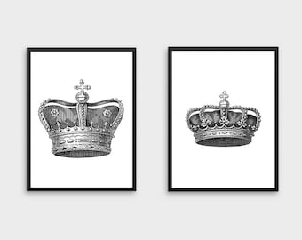 crown wall art etsy