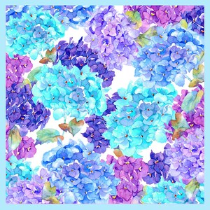 Wenskaart Cornish hortensia's, gedrukte aquarel bloemkunstkaart, gepersonaliseerde blanco notitiekaart, kaart gemengd blauw en lila hortensia.