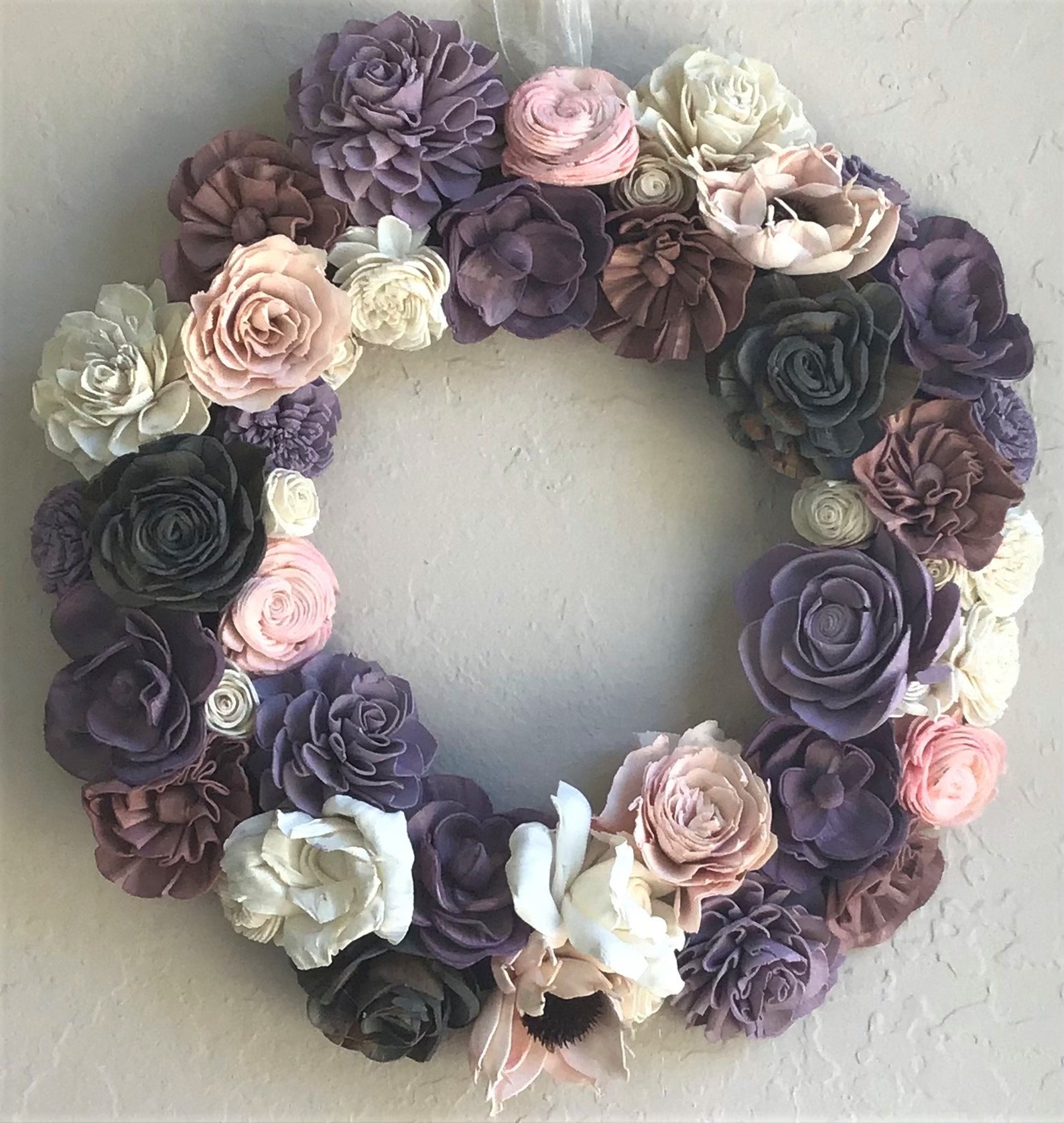 Handmade Door Wreath / Floral Wreath / Sola Wood Flower Wreath Etsy