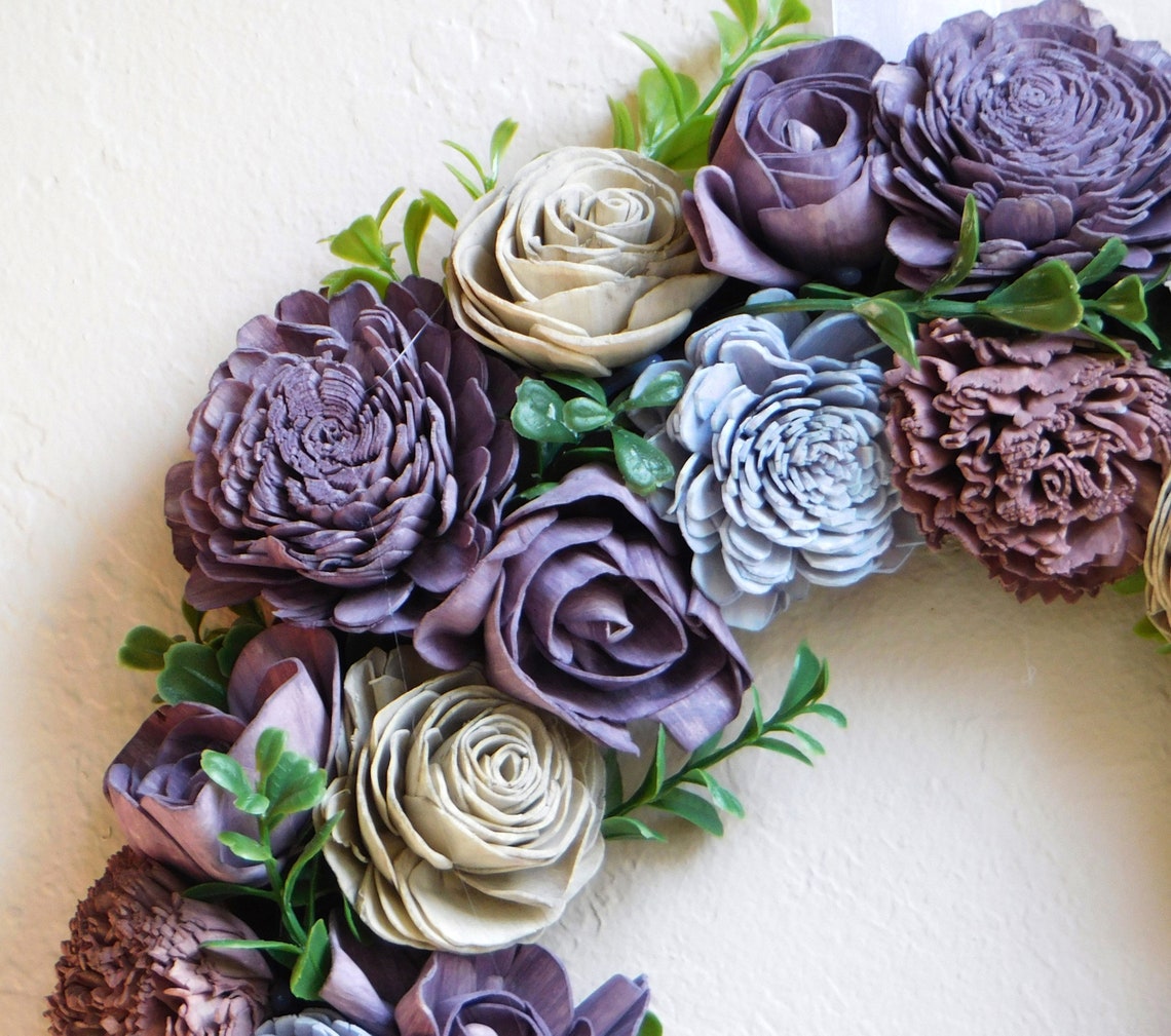 Handmade Door Wreath / Floral Wreath / Sola Wood Flower Wreath / Wood