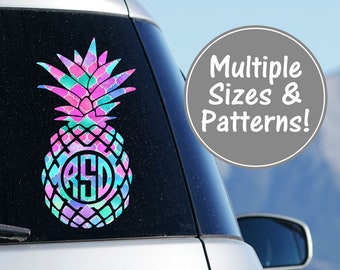 Pineapple Monogram Patterned Decal Pineapple Monogram Car Decal Pineapple Decal for Yeti Decal for Women Pineapple Decal Monogram for Laptop