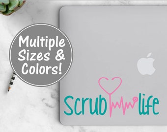 Scrub Life Decal for Laptop Stickers, Surgical Tech Decal Stickers, Personalized Sticker Custom Vinyl Decal Stethoscope Decal Nurse Decal