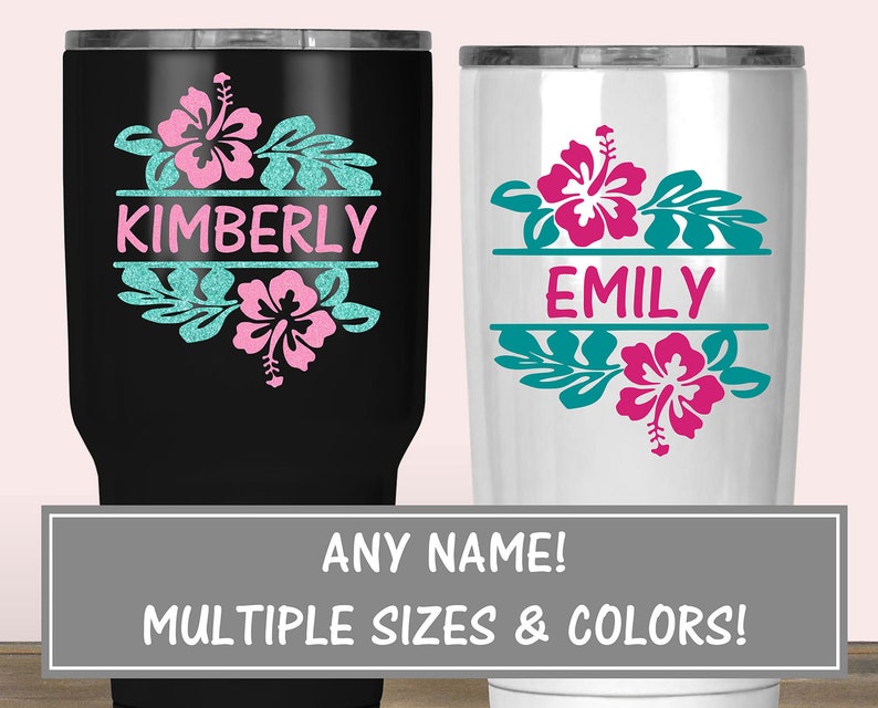 Hibiscus Flower Decal for Yeti Tumbler Flower Decal Glitter Etsy