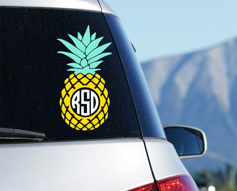 Pineapple Monogram Car Decal Pineapple Car Sticker Vinyl