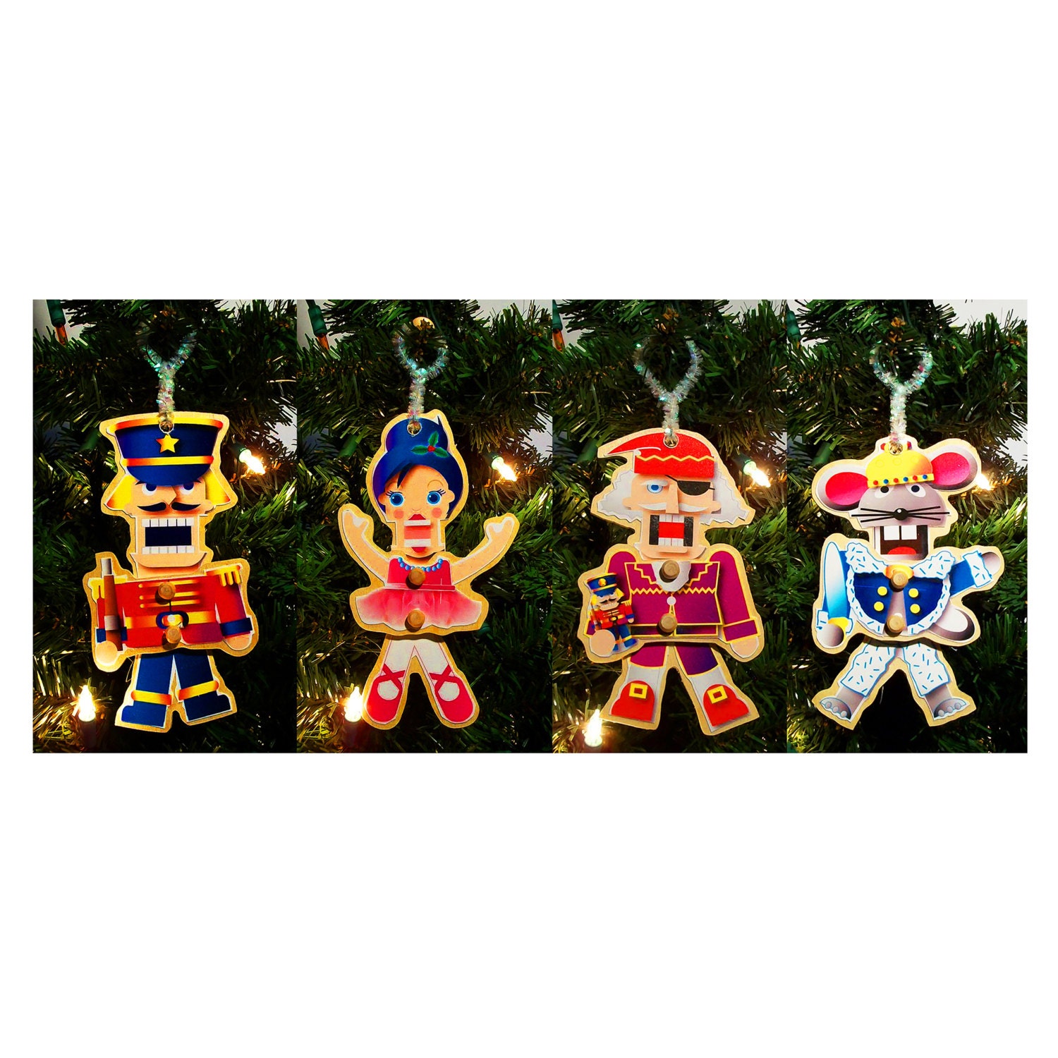 Christmas Ornament Four Nutcracker characters Etsy