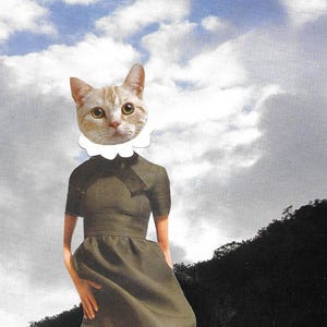 Childless Cat Lady, Cat Collage, Collage Art, Cat Art, Original Collage, Paper Collage, Paper Art, Surreal Collage, Surreal Art