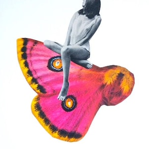 Pretty in Pink, Surreal Collage, Butterfly Art, Butterfly Collage, Collage Art, Original Collage, Paper Collage, Paper Art, Original Art