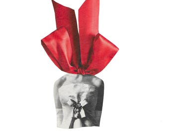 All Tied Up, Original Collage, Surreal Collage, Mixed Media Art, Collage, Paper Collage, Surreal Art, Mixed Media Collage