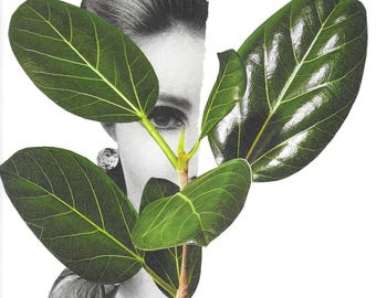 Vintage Vegetation, Original Collage, Vintage Woman, Surreal Collage, Handmade Collage, Collage, Collage Art, Paper Collage, Mixed Media Art