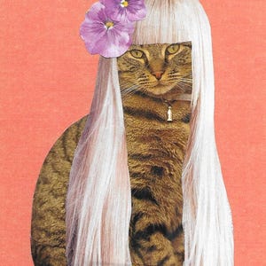 Her Name Was Lola, Cat Collage, Collage Art, Surreal Collage, Cat Art, Original Collage, Paper Collage, Cat Lover Art, Mixed Media Collage