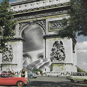 It All Goes Passing By, Original Collage, Surreal Collage, Mixed Media Collage, Vintage Collage, Vintage Woman, Mixed Media Art